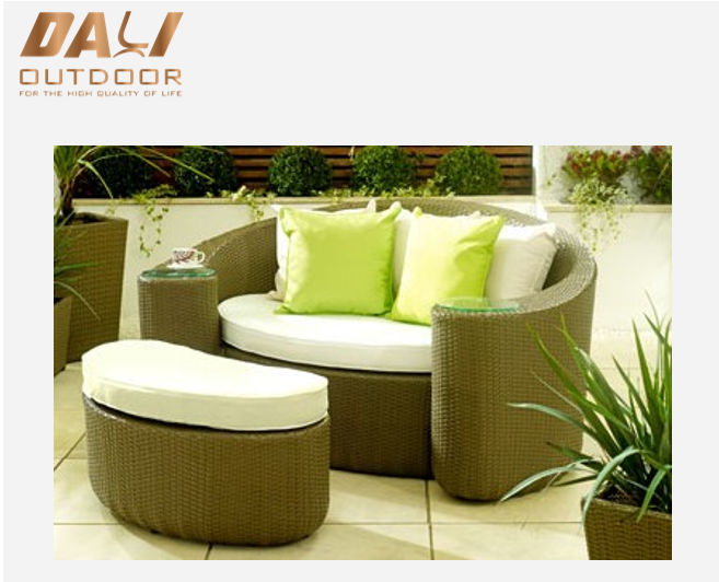 Hochwertige Outdoor-Chaiselounge aus Rattangeflecht, rund, Sonnenliege, Strandliegen