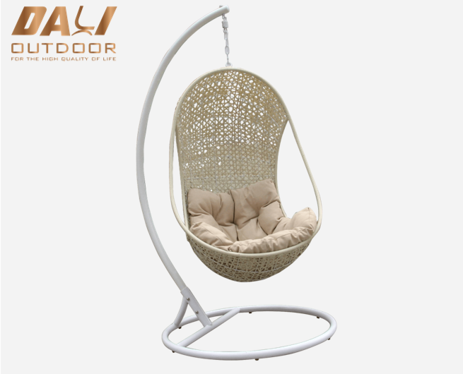 Günstiger Preis für drinnen und draußen, Terrasse, Rattan, Korbgeflecht, zum Aufhängen, Eierschaukel mit Metallständer