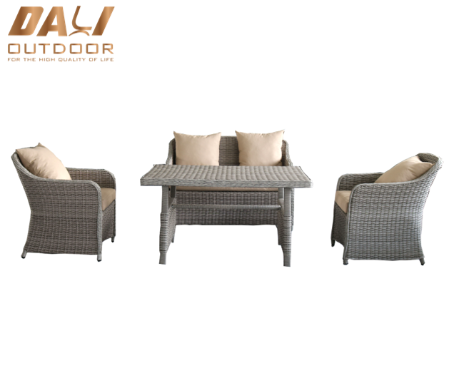 Outdoor-Sofa aus Korbgeflecht, Rattan-Sofagarnitur
